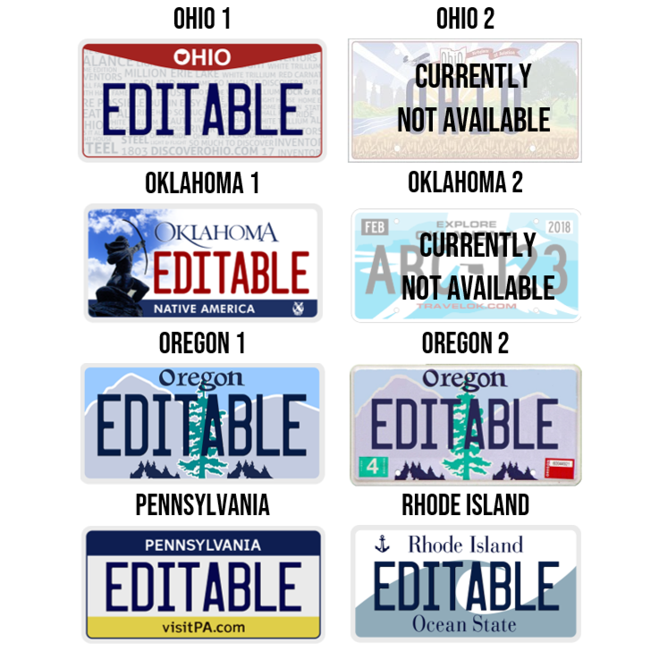 Personalized Generic State License Plate