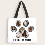 Pet Lovers Paw Print Photo Collage Tote Bag