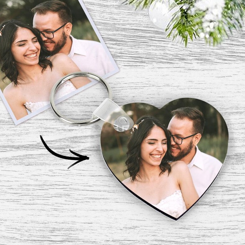 Photo with Optional Text Keychain