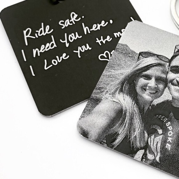 Photo with Optional Text Keychain