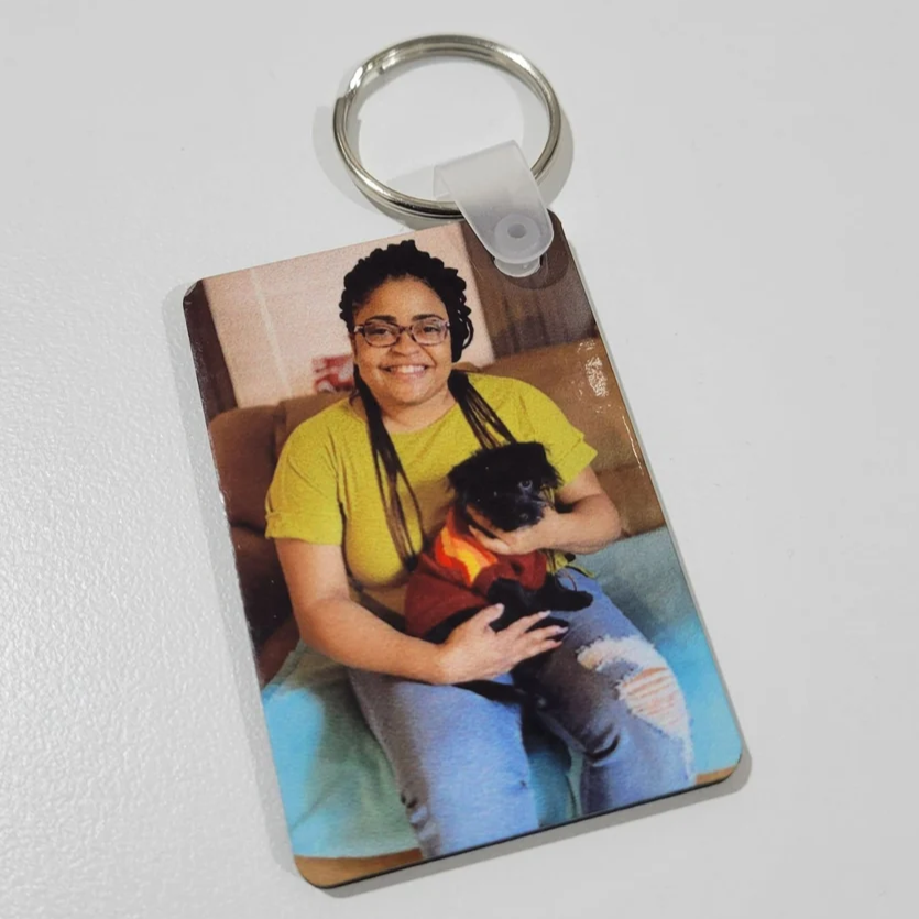 Photo with Optional Text Keychain