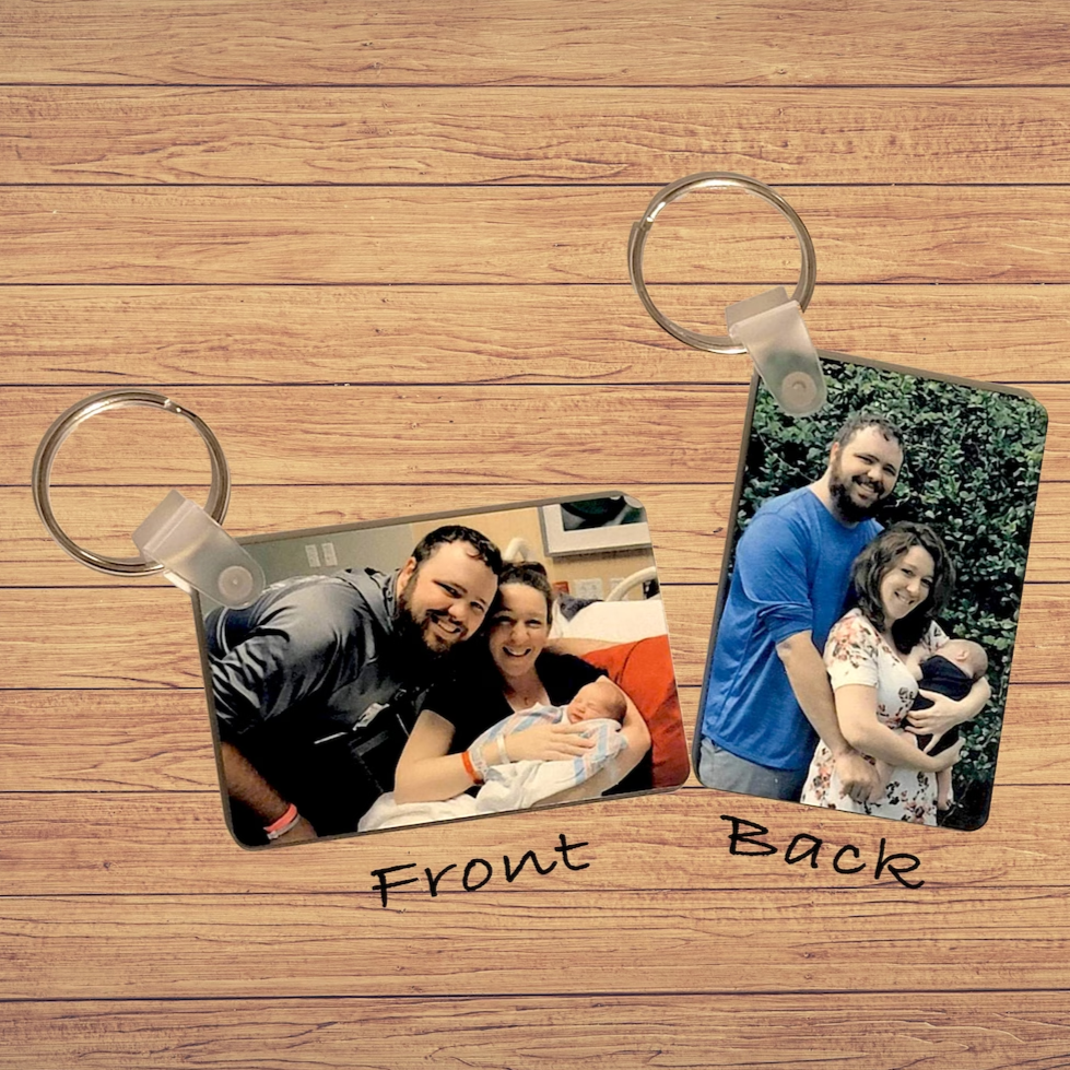 Photo with Optional Text Keychain