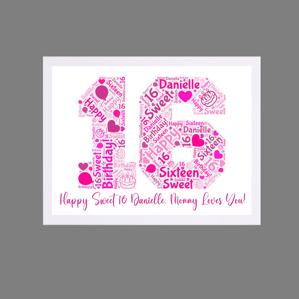 Milestone Birthday WordArt Framed