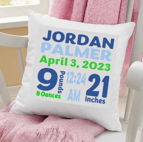 Baby Announcement Pillow Cover - 4Keepsake LLC