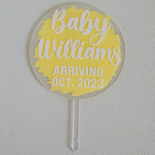 Baby Arriving Cake Topper - 4Keepsake LLC