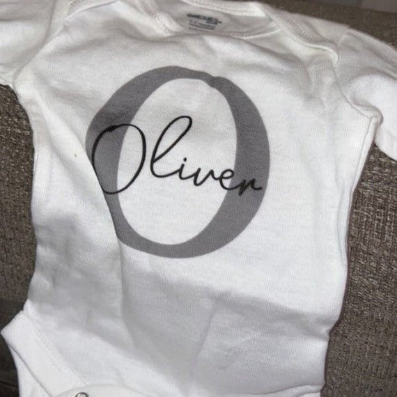 Baby Initial and Name Bodysuit Onesie - 4Keepsake LLC