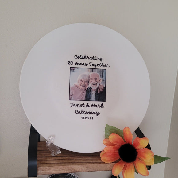 Celebrating Anniversary Display Plate with Photo - 4Keepsake LLC