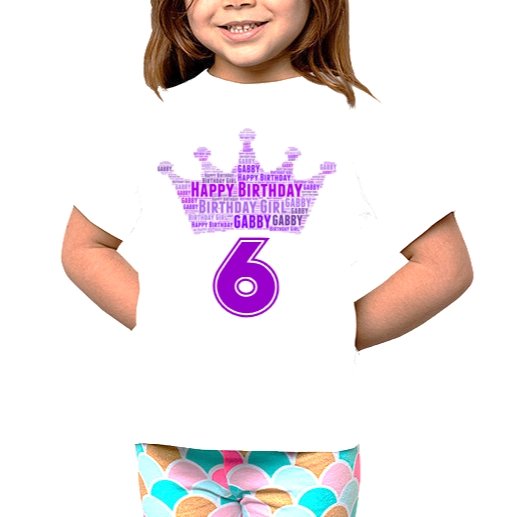 Child's WordArt Birthday T-Shirt - 4Keepsake LLC