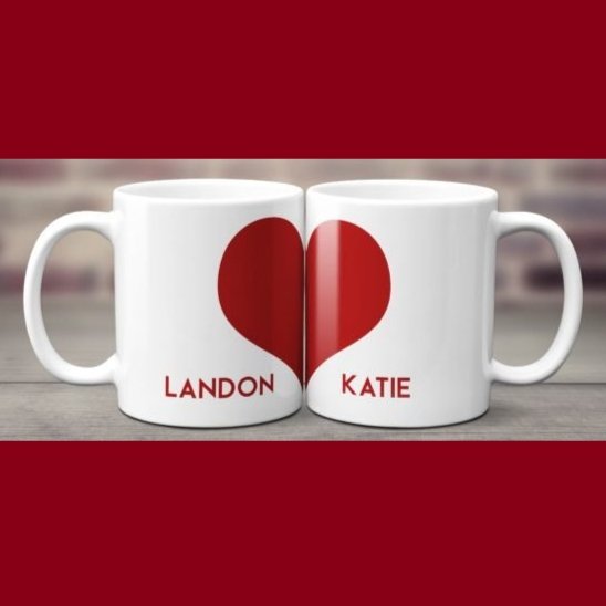 Couple's Personalized Heart Ceramic Mugs - 4Keepsake LLC