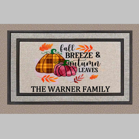 Fall Breeze & Autumn Leaves Personalized Doormat - 4Keepsake LLC