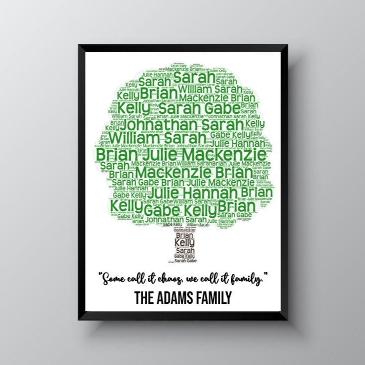 Family Tree WordArt Framed - 4Keepsake LLC