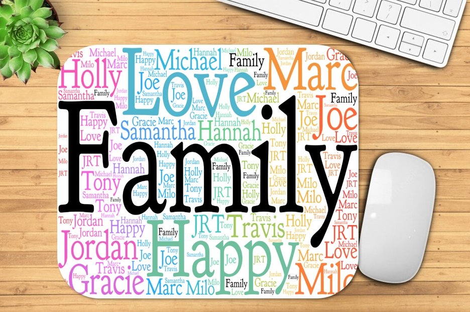 Family WordArt Mousepad - 4Keepsake LLC