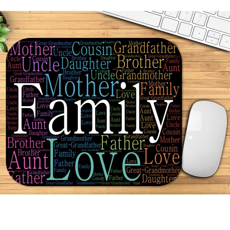 Family WordArt Mousepad - 4Keepsake LLC
