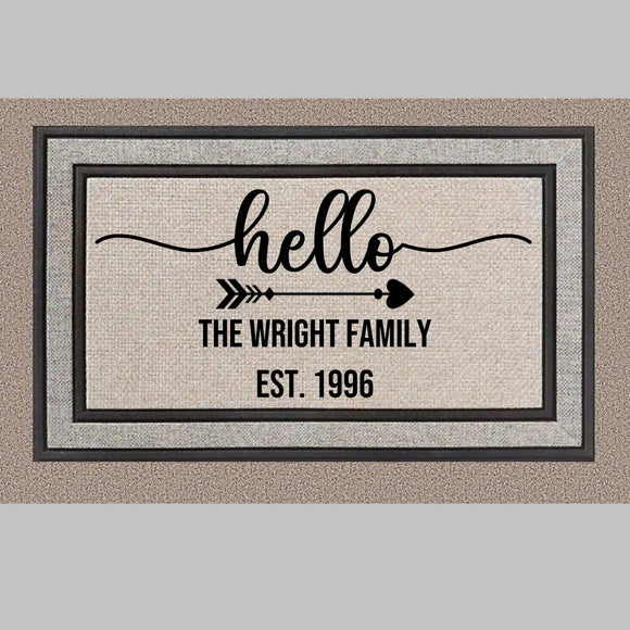 Hello Family Name Doormat - 4Keepsake LLC