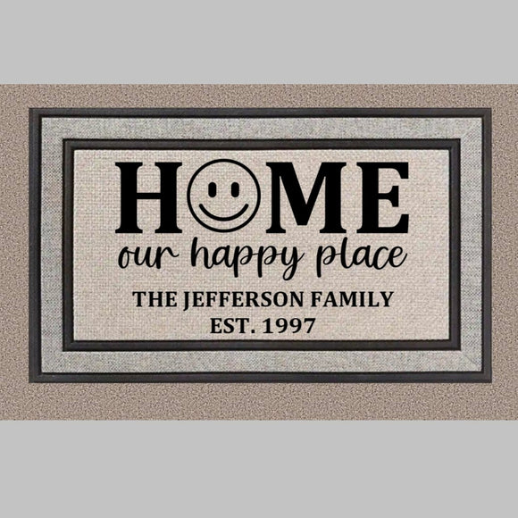 Home Our Happy Place Personalized Doormat - 4Keepsake LLC