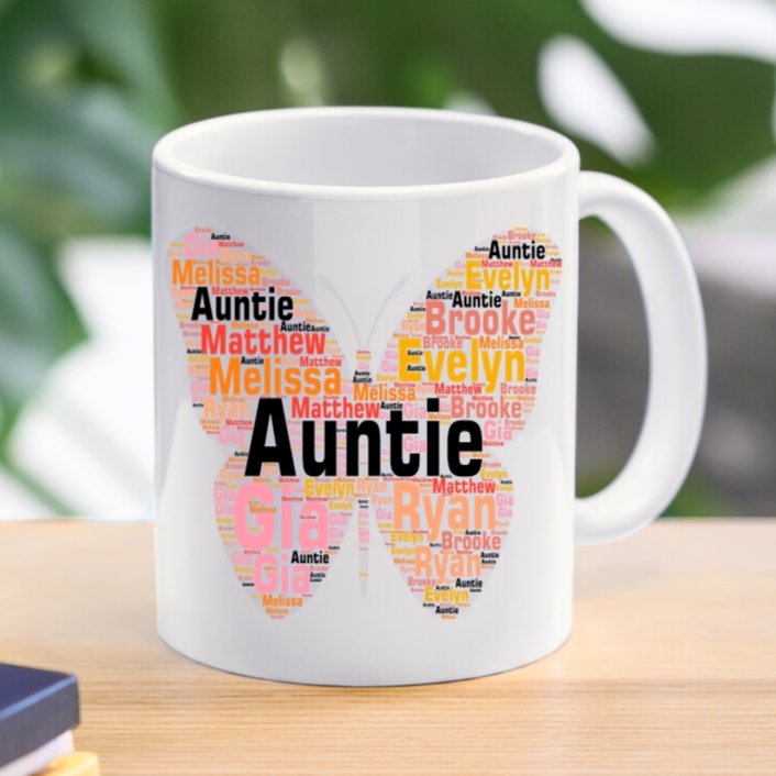 Name or Title Butterfly WordArt Ceramic Mug - 4Keepsake LLC