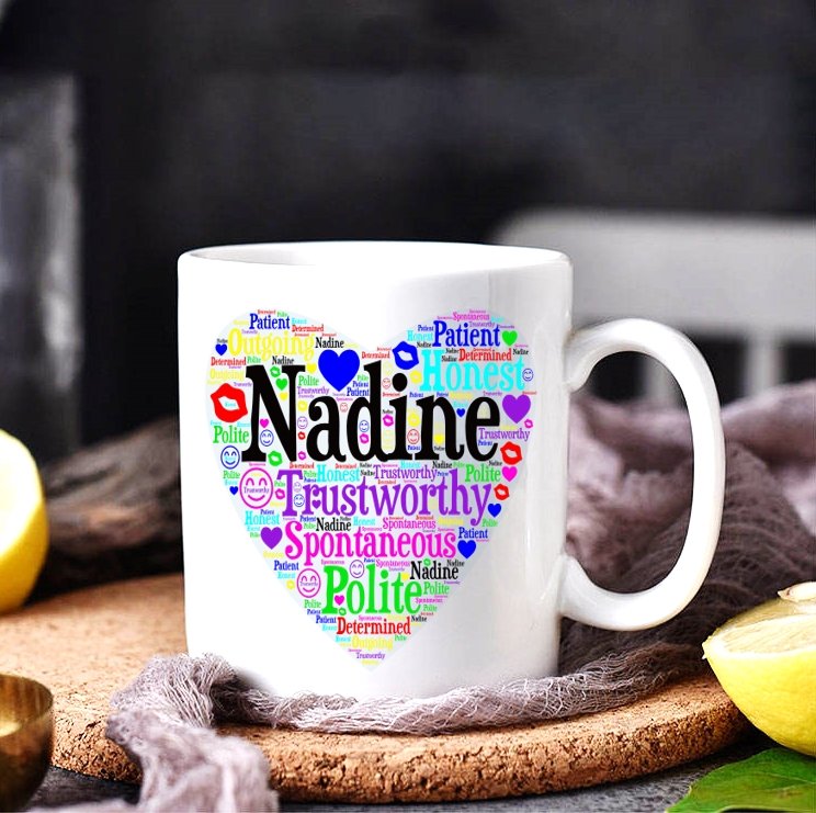 Name or Title Heart WordArt Ceramic Mug - 4Keepsake LLC