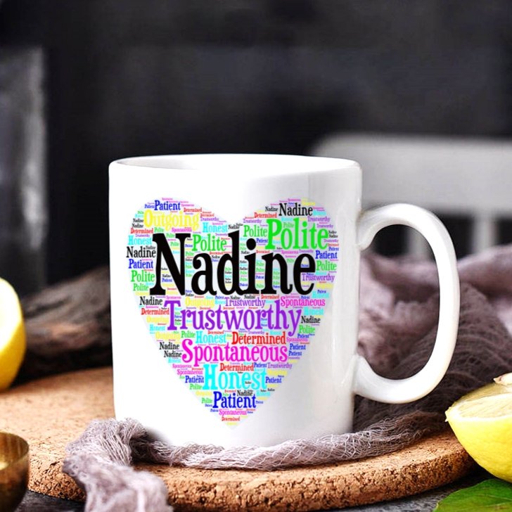 Name or Title Heart WordArt Ceramic Mug - 4Keepsake LLC