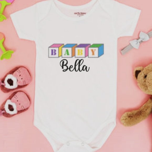 Personalized Baby Blocks Bodysuit Onesie - 4Keepsake LLC
